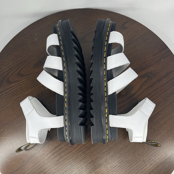Dr Martens Blaire Sandals Womens 9 White Leather Comfort Strappy Platform Chunky - Picture 6 of 16